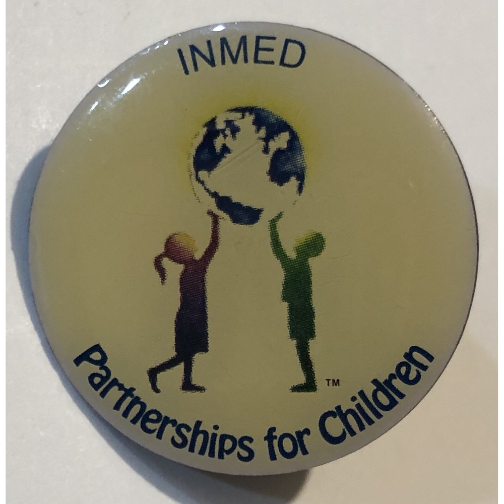 Vintage INMED Pin INMED Partnership For Children Pin, Rare Pin Children Globe